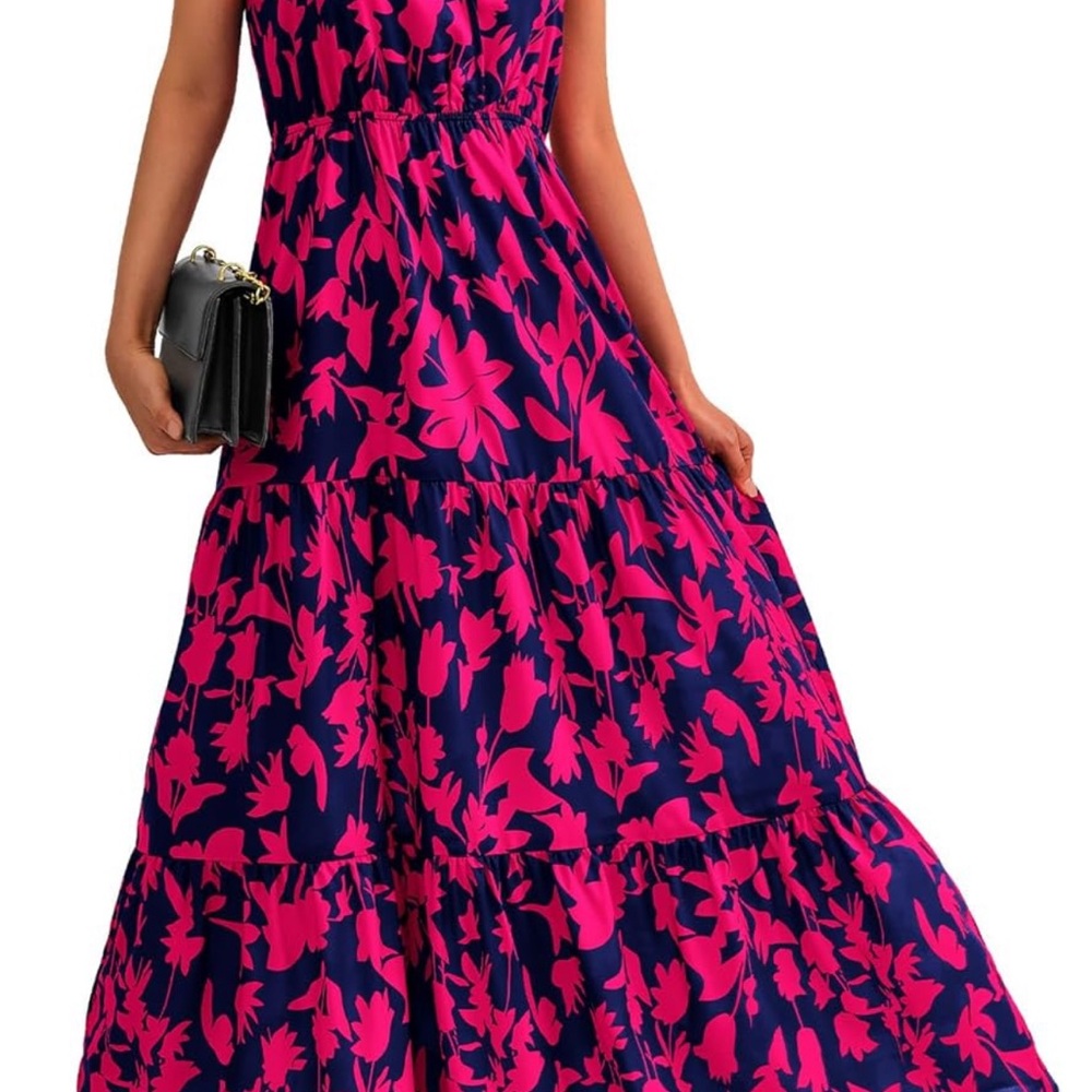 Amazon Vibrant Pink and Navy Maxi Dress